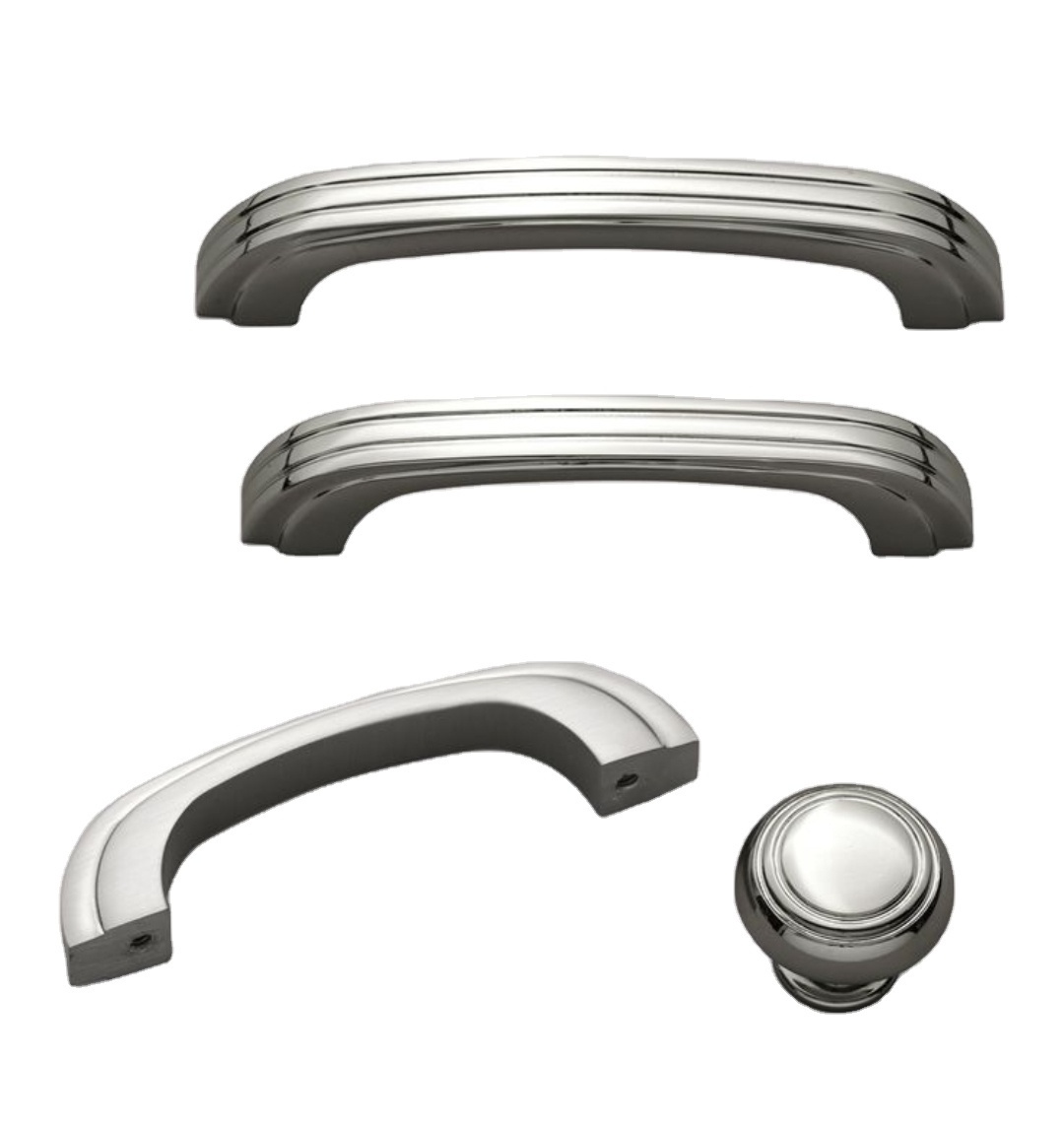 Wholesale and Retail Luxury Solid Bedroom Gold Brass Chrome Bathroom Door Cabinet Knobs Pull Handles U-shape Solid Zinc knobs