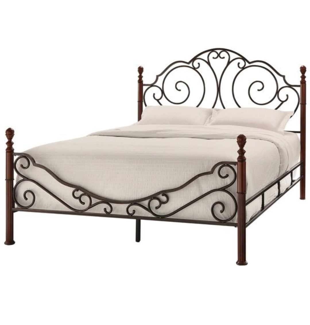 Factory Manufacture Heavy Duty Metal Bed Frame Wrought Iron Double/wrought iron bed for girls hostel hotel and restaurant