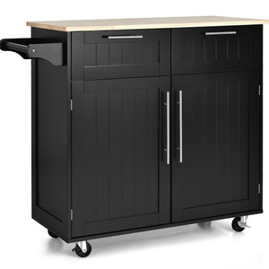 Cheap Stock Item Multipurpose Mobile Home Food Cart Bamboo Kitchen Island Cart Trolley Cabinet with Drawer