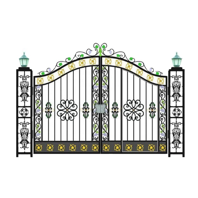 Steel Gates Wheel Security Door Modern Galvanized Steel Fence Gate Wrought Iron Main Gate Designs Steel Fence Panel for villas