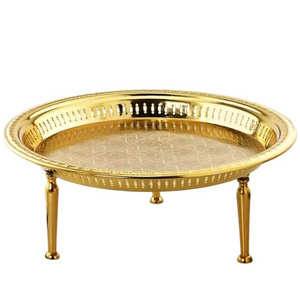 High quality wholesale gold stainless steel tray for hotel serving /food tray decorative tray with legs stainless steel hotel