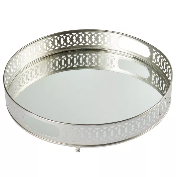 eating utensils/metal utensils/home utensils Round gold metal mirror tray with handrail serving decorative hotel service tray