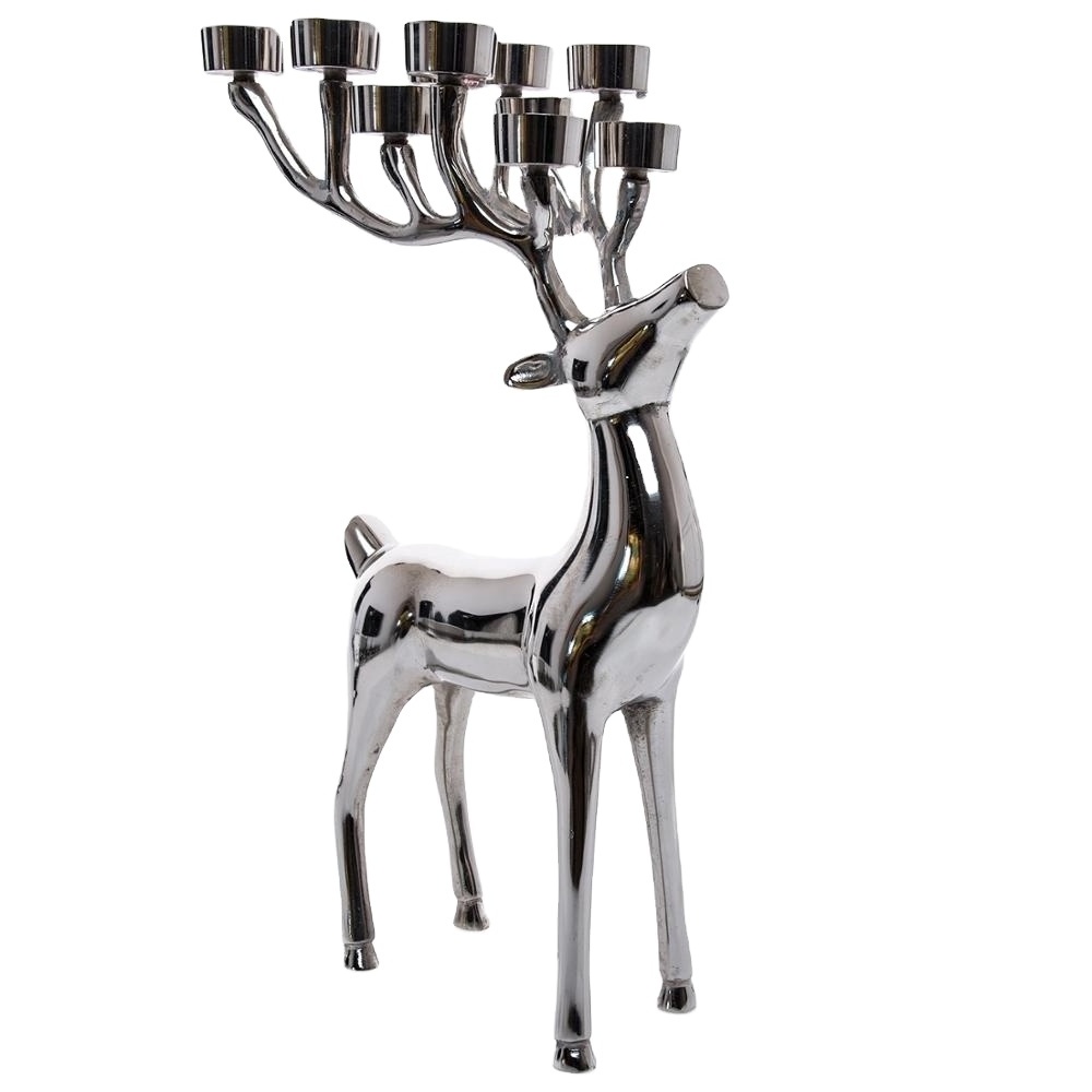 christmas reindeer/Aluminum Large Reindeer Metal Showpiece Home Decorations x-mas candle holder table centerpiece for decoration