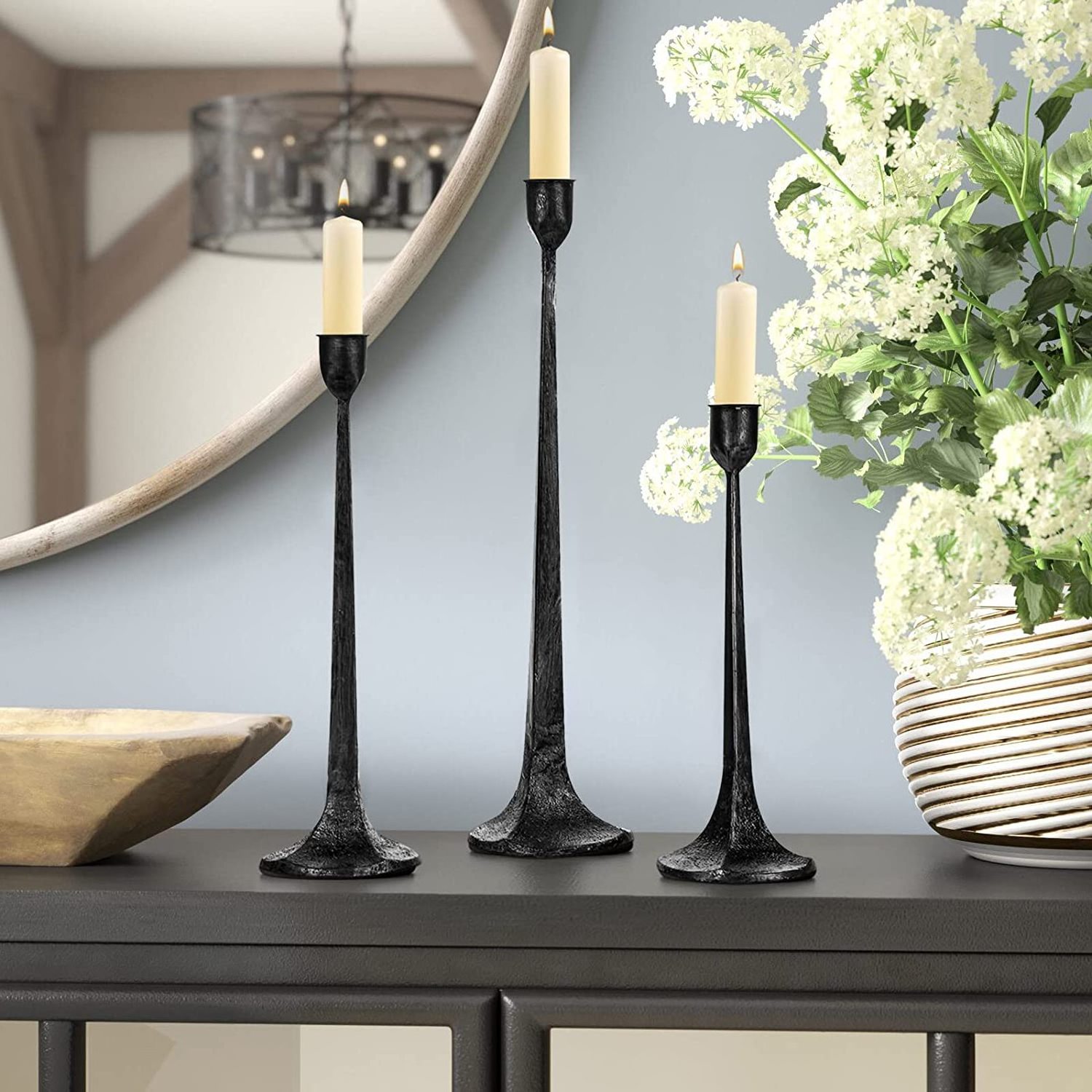 matte black candle stick /silver candle holder Home Decoration Matte Black Candlesticks Stands Gold Candlelight Dinner candle