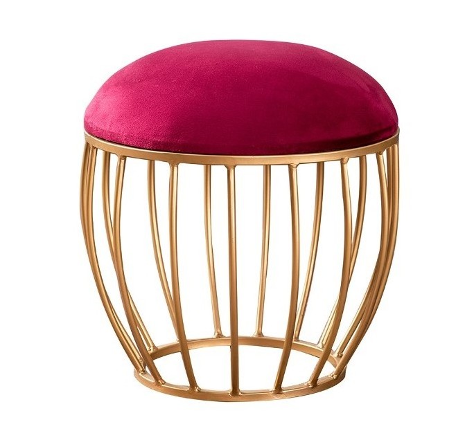 Nordic Small Pink Soft Velvet Round Vanity Makeup Side Ottoman Storage Shoe Foot Stool for Living Room Bedroom living room stool