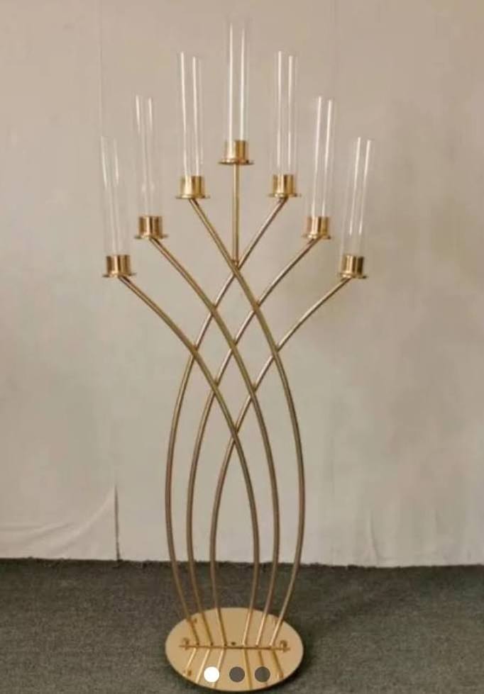 candelabra centerpieces for wedding and table decoration/ table centerpiece for party decor/ candle holder and tea light votives