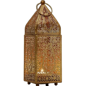 Gold Color Moroccan Lantern High Class Quality Handmade Wholesale Candle Holder Ramadan Decoration Designer Lantern for wedding