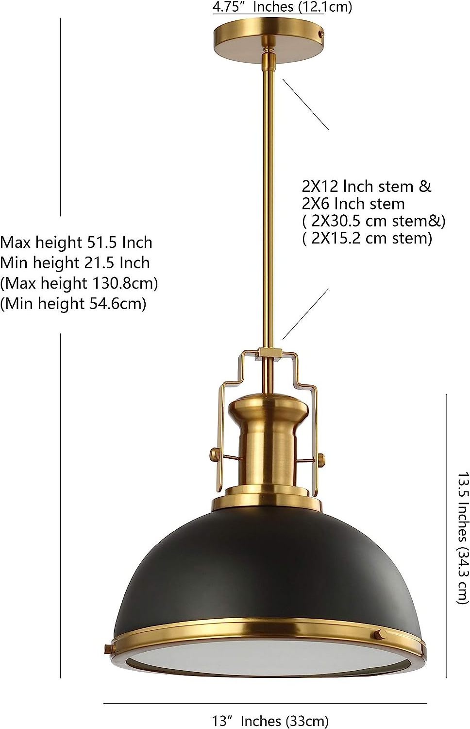 Industrial Nautical Pendant Light/Wide Single Pendant with Frosted Diffuser Mounted Fixture LED Ceiling Hanging Light in Black