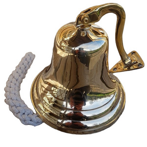 Bells Marine Brass Wooden Handle Brass Nautical Bell/indian Religious Metal Art & Collectible Custom Shape Brass Plating Model