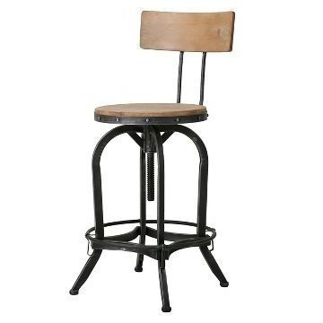 Hot Sale Industrial Metal Adjustable Height Bar Stools for Dining Outdoor Home Bar Cafe High Back Chair for Restaurant Furniture