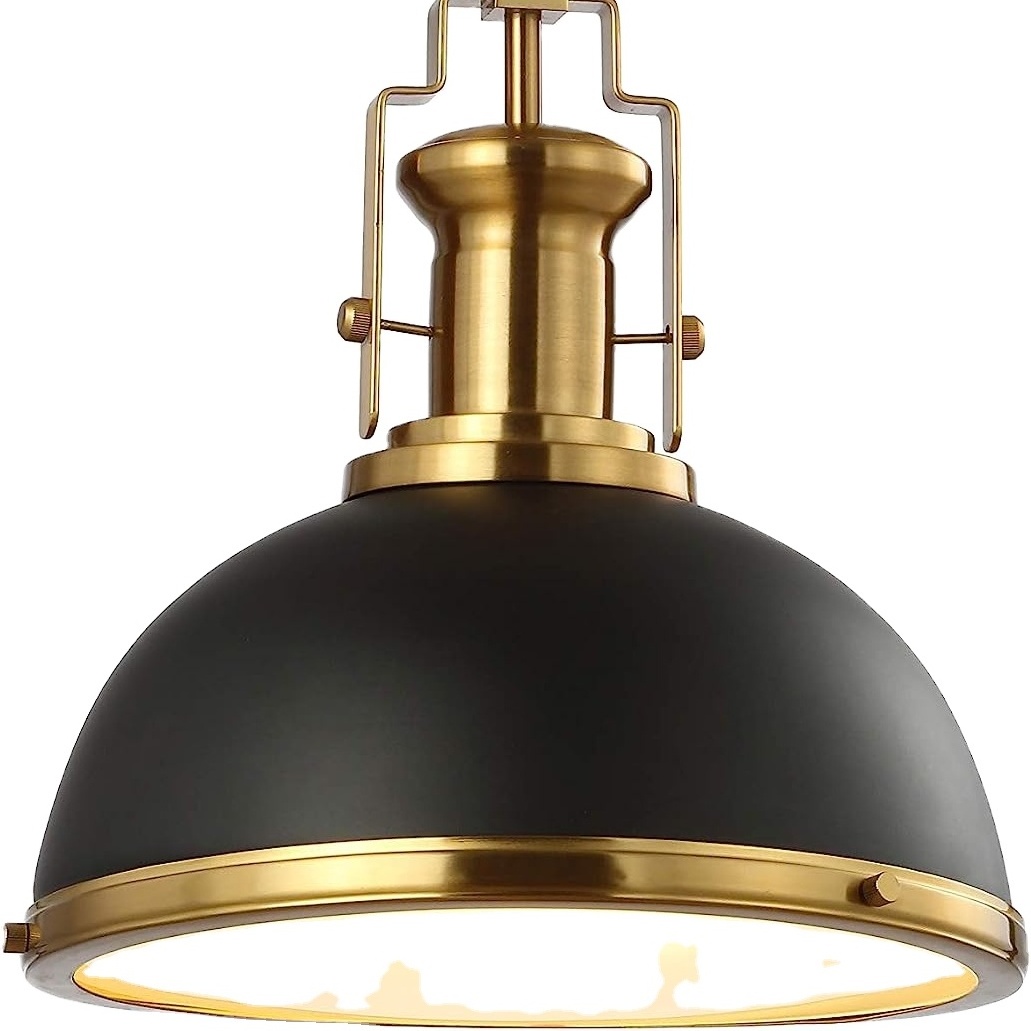 Industrial Nautical Pendant Light/Wide Single Pendant with Frosted Diffuser Mounted Fixture LED Ceiling Hanging Light in Black