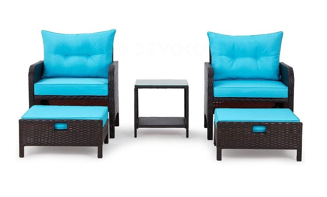 Garden Rattan Wicker Love seat Sofa and Coffee Table Patio Set  rattan garden sofa set furniture glass top coffee table out door