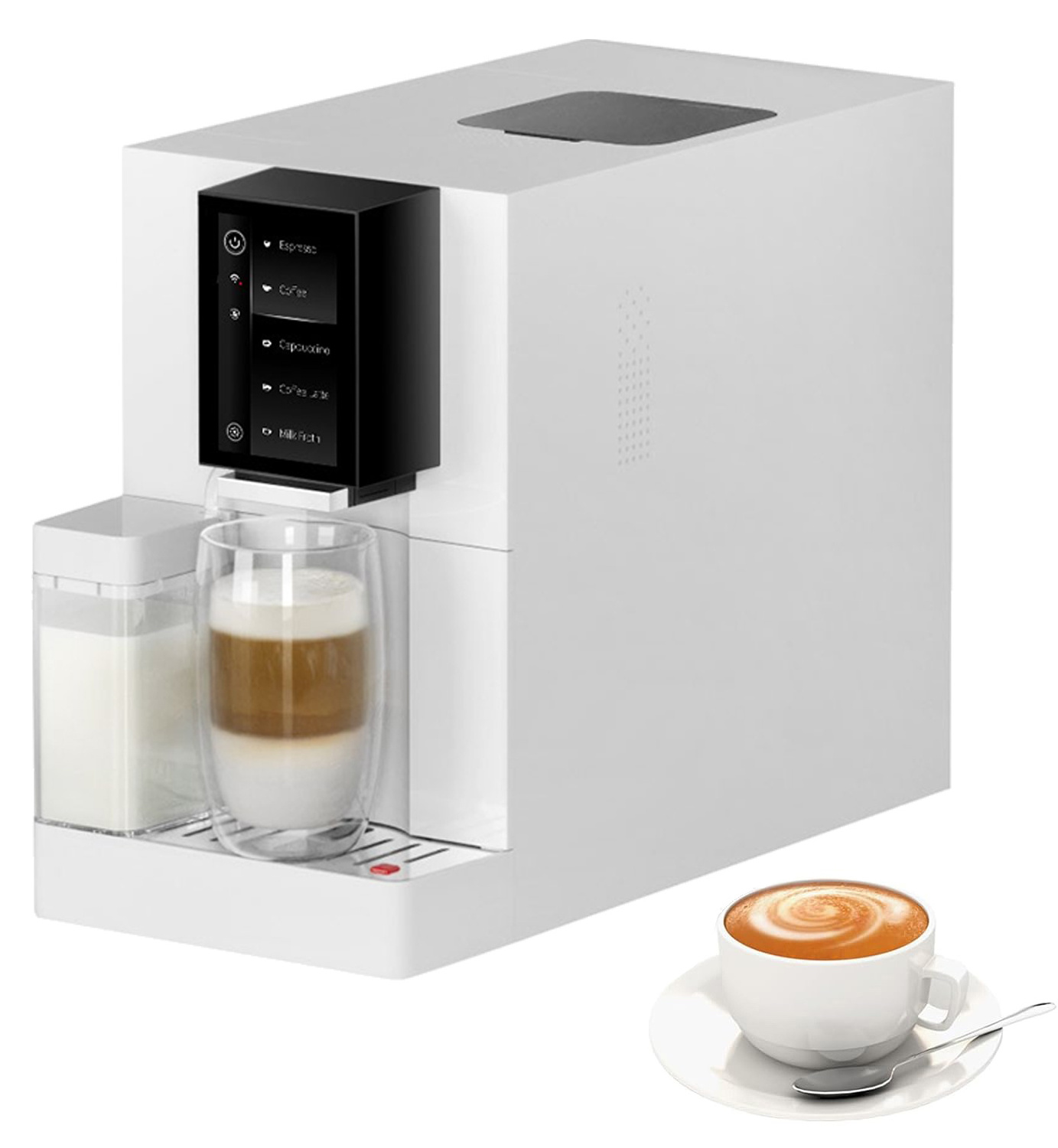 New Design Small Size Touch Screen One Touch Cappuccino Fully Automatic Coffee Machine With Milk Tank For Home Office Use