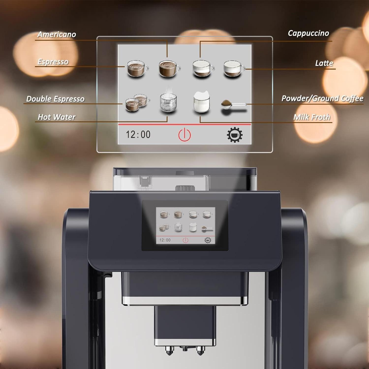 2022 New Design Easy to Operate One Touch Cappuccino and Espresso Fully Automatic Coffee Machine with Milk Container