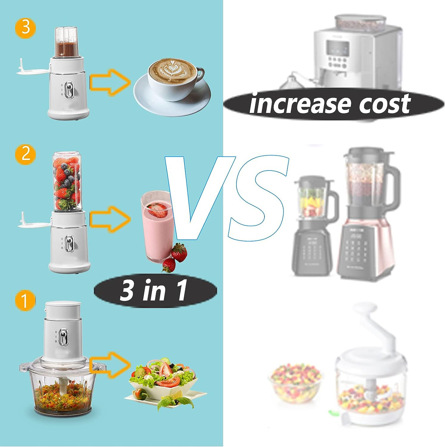 3 IN1 Food Processor Multi Function Food Processor Electric Blender Machine Food Processor Multifunction Blender