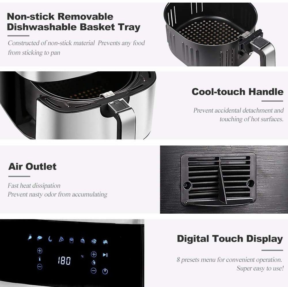 2022 Kitchen Digital Combo 6.5L 5.8qt Max xl Large Cooker Oven Electric Air Fryer Oven