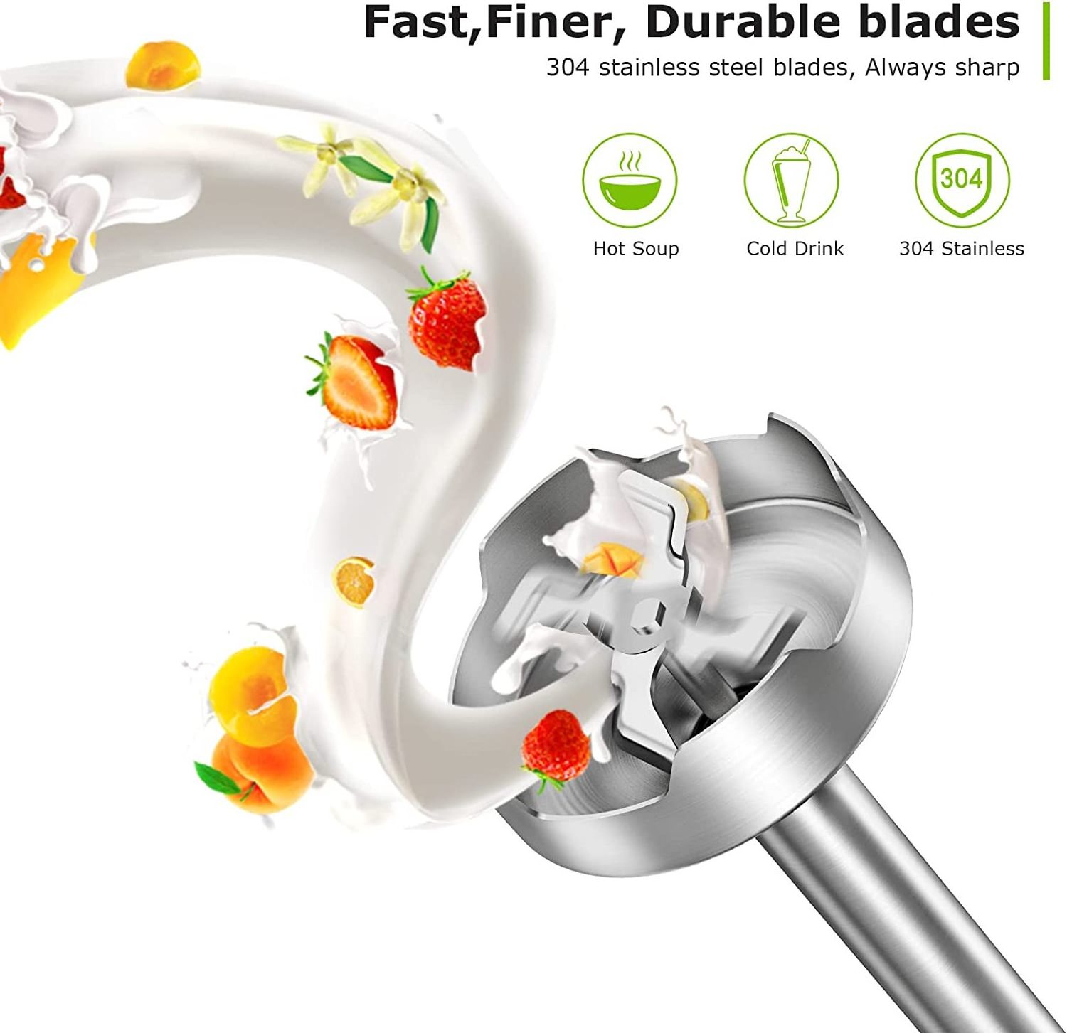 New Cordless Portable Immersion Hand Stick Blender Food Processor Mixing Beaker and Whisk Magic Blender