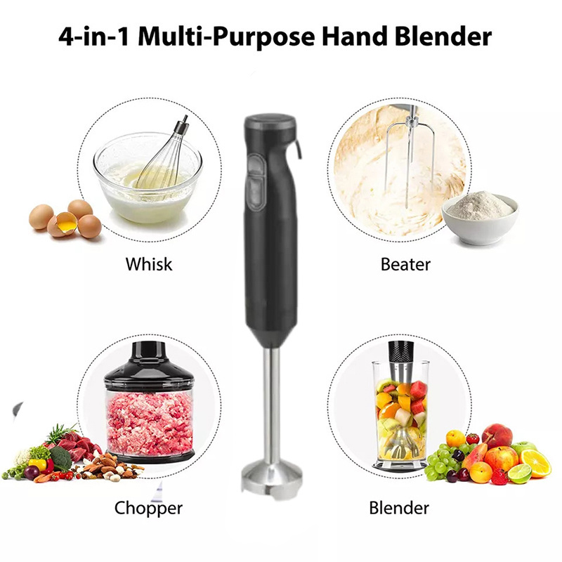 Manual 5 in 1 Chef Hand Mixer Vegetable Food processor Held Stick Portable Hand Blender with Plastic Blades