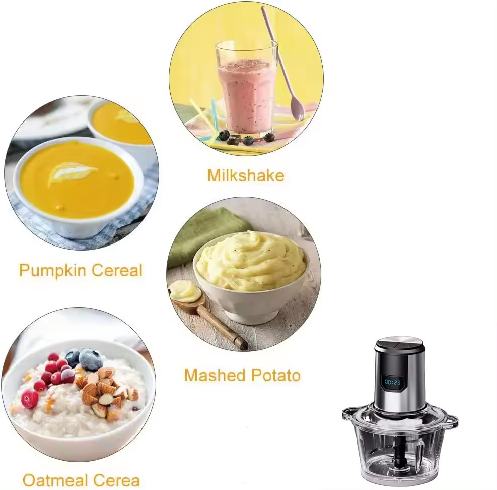 Hot Sell  vegetable Chopper Food Processor Multi-function Food Chopper 0.6L 1.2L 2L 3L Glass Bowl