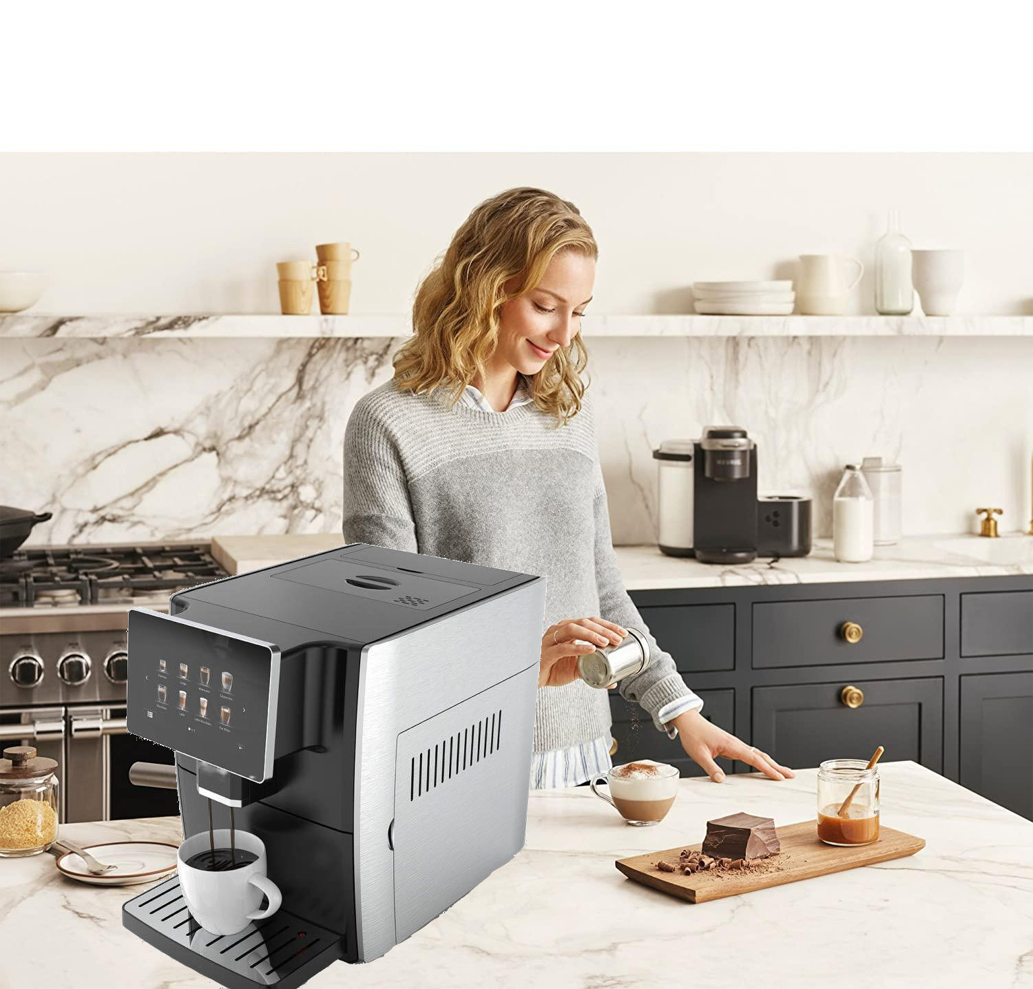 New Design Smart Touch Screen 19-Bar Pressure Pump Full Automatic coffee Machine for Americano Latte Cappuccino Macchiato