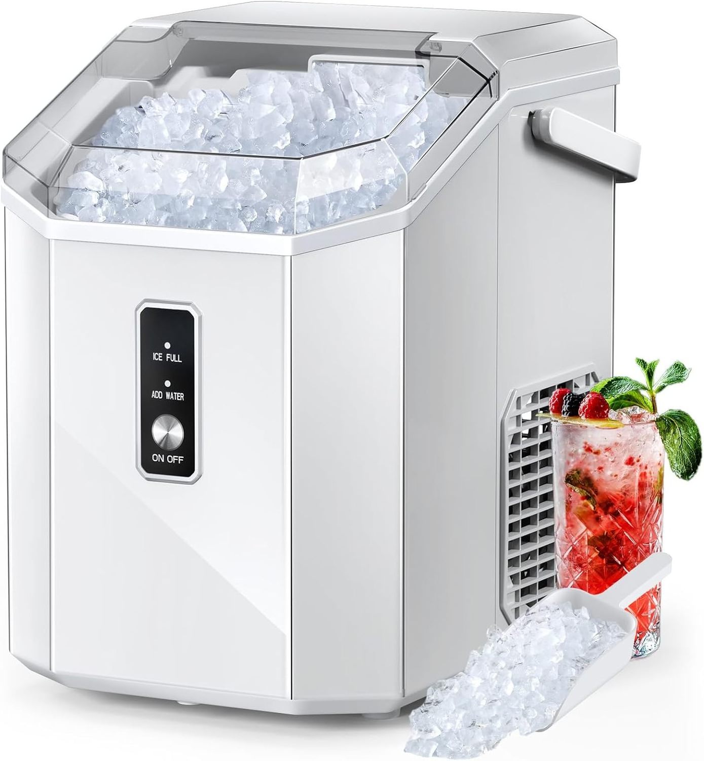 Nugget Ice Maker Machine for Countertop Self-Cleaning Function 26Lbs/24H Portable Ice Maker 9 Cubes Ready in 6 Mins Compact Ice