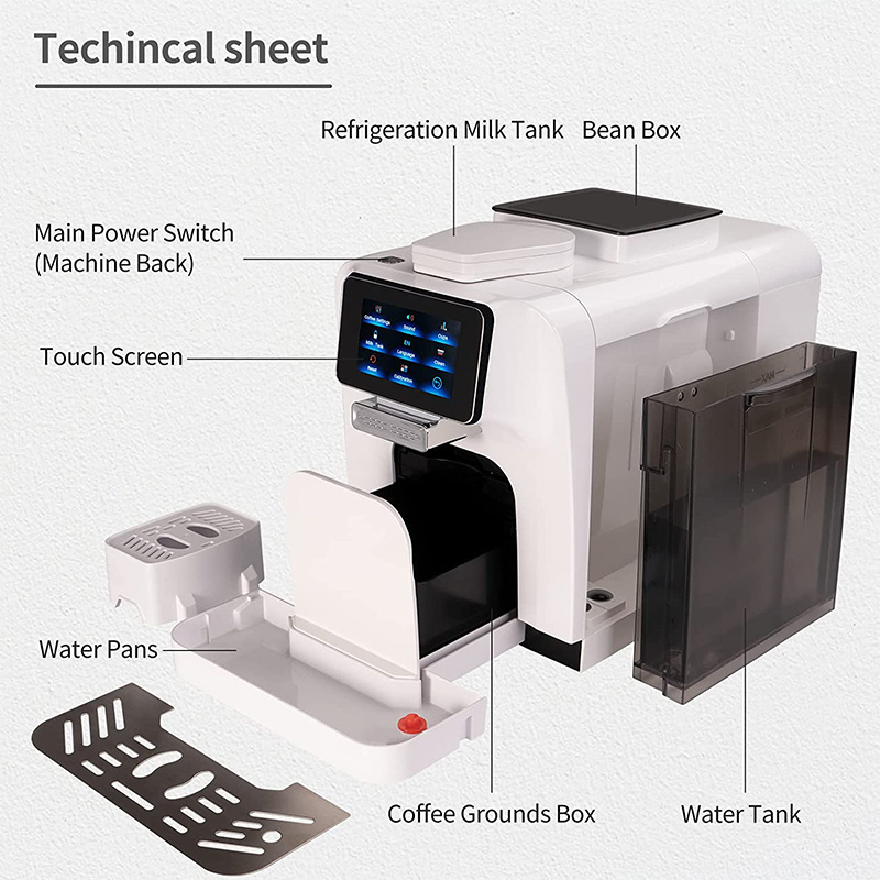 Touch Screen Fully Automatic Coffee Maker Coffee Machine Espresso Germany Electric Coffee Machine