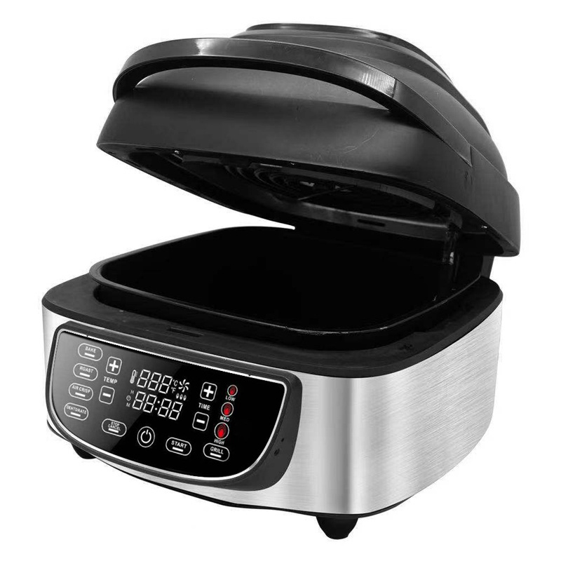 New Design Electric Smokeless 7L 1800W LED Digital Display Stainless Steel Grill Air Fryer Combo