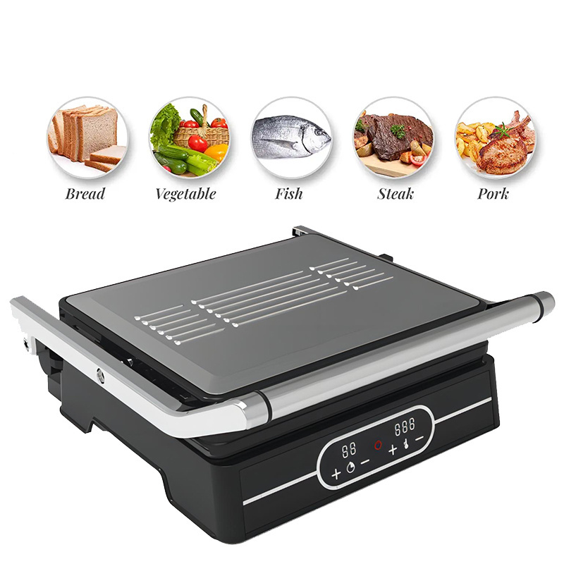 2000W Digital Control Contact Grill Maker Electric CB CE Stainless Steel Non-stick Multifonction Table Panini Grill