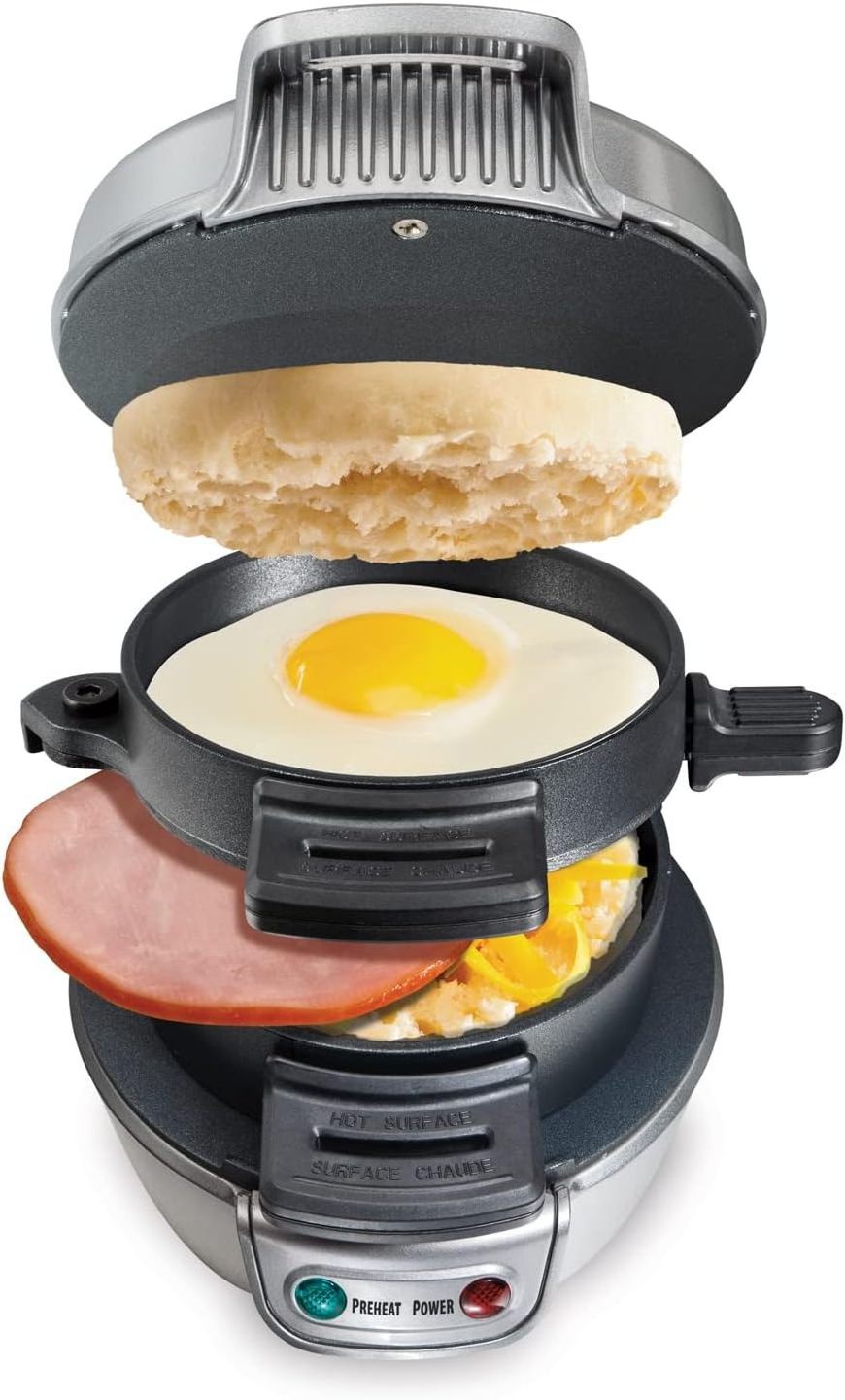 Multi Non-stick Plates Breakfast Sandwich Maker with Egg Cooker Ring Automatic Hamburger Sandwich Makers Mini Sandwich Maker