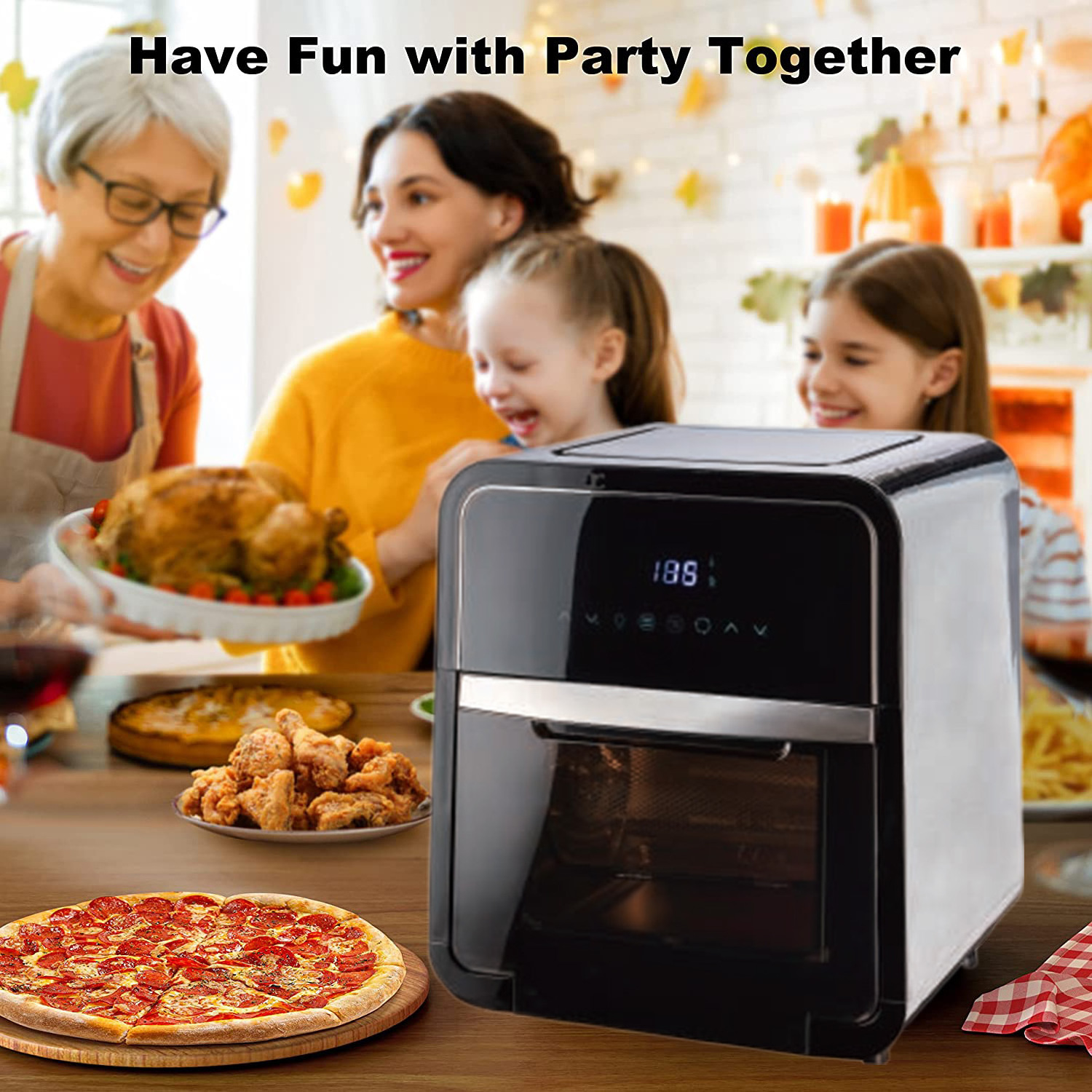 1700W Power 8 Preset Cooking Menu With Visible Window on Door Oil Less 12L Digital Air Fryer Oven