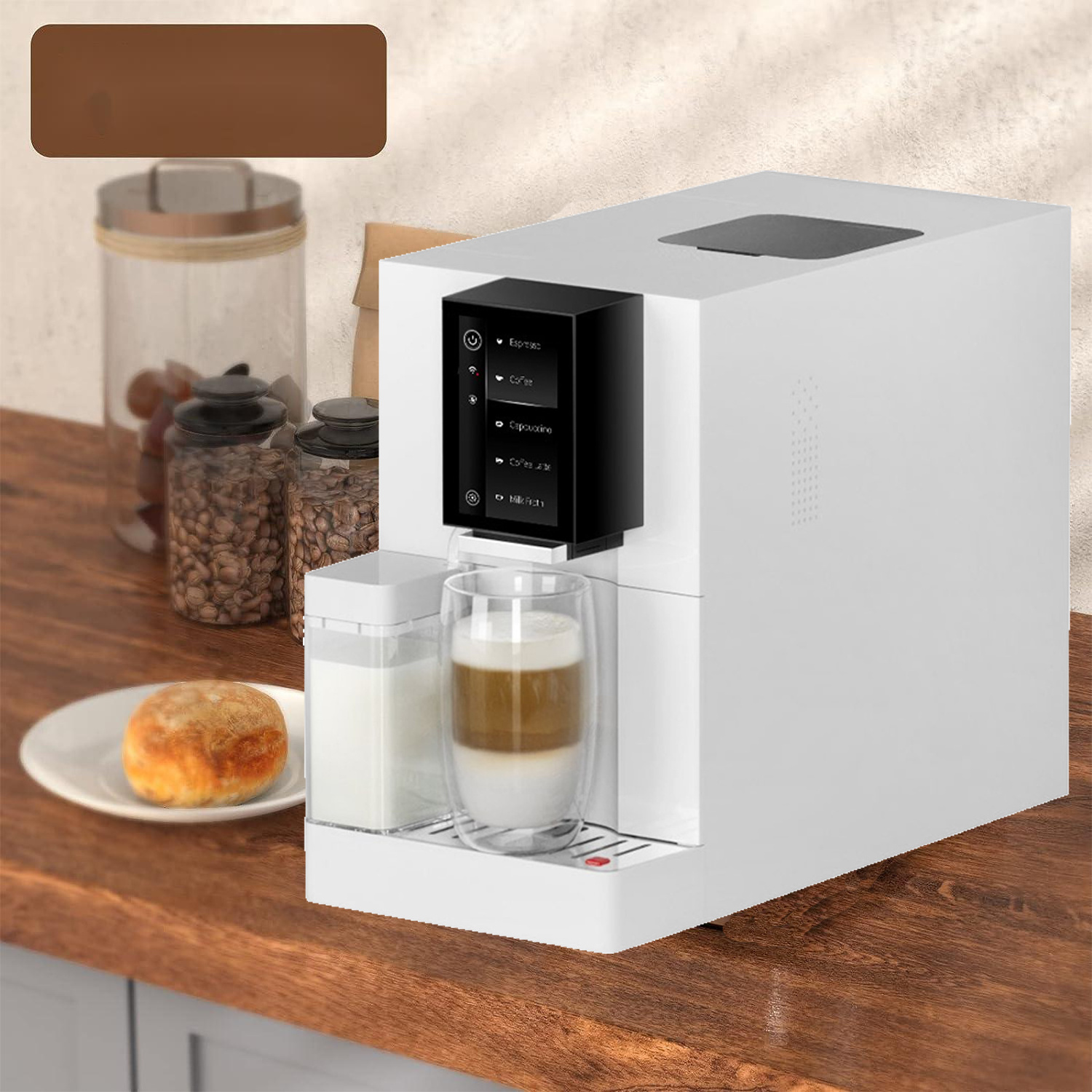 New Design Small Size Touch Screen One Touch Cappuccino Fully Automatic Coffee Machine With Milk Tank For Home Office Use