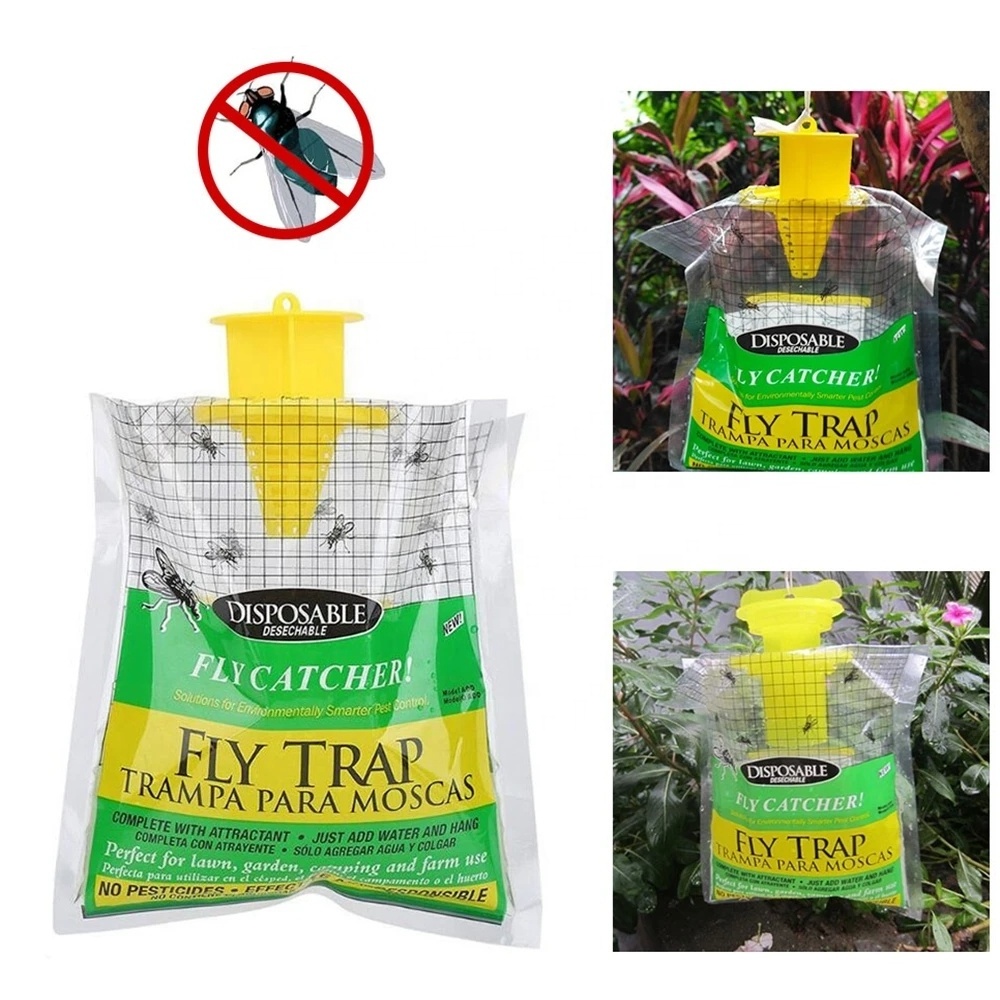 Outdoor Portable Fly Trap Bag Hanging Transparent Fly Trap Fly Catcher