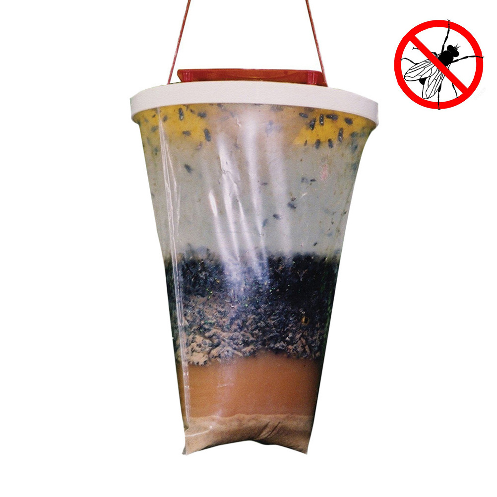 Hanging Fly Bag Trap Catcher Killer Non Toxic Outdoor Reusable Fly Catcher Trapper Flytrap Bugs Pest Control Home Garden Plastic