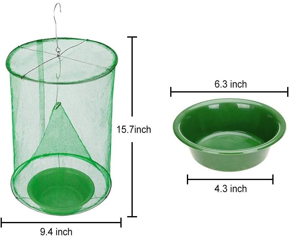 Outdoor Ranch Fly Trap, Disposable Fly Traps Outdoor Hanging Cages, Flies Catcher Killer for Farm/Orchard