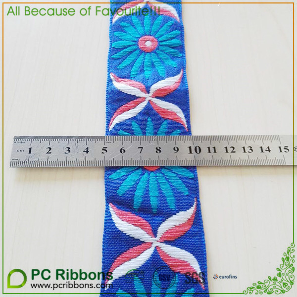 100 yards/lot Woven Jacquard Ribbon 5cm Flower pattern jacquard ribbon