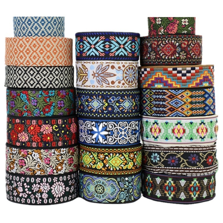 100 yards/lot Woven Jacquard Ribbon 5cm Flower pattern jacquard ribbon