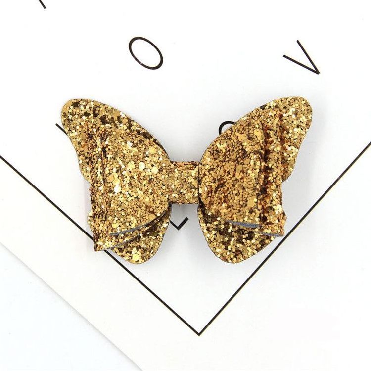 Girls Butterfly Shaped 3 Layers Bow Clip Hair Accessories Glitter Bow Hair Clips