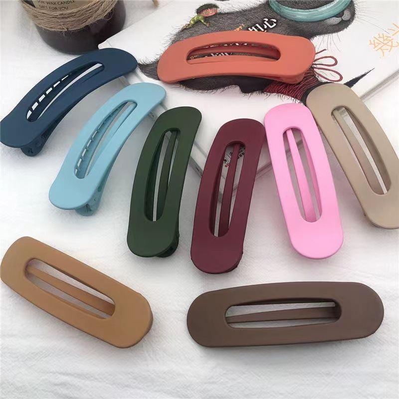 Women French Barrette Duckbill Alligator Oval Hair Clips Large Side Slide Grip Flat Claw Clip