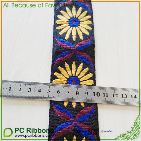 100 yards/lot Woven Jacquard Ribbon 5cm Flower pattern jacquard ribbon