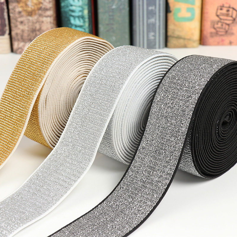 1-4cm 5cm Gold Silver Metallic Jacquard Elastic Band For Underwear Waistband Elastic