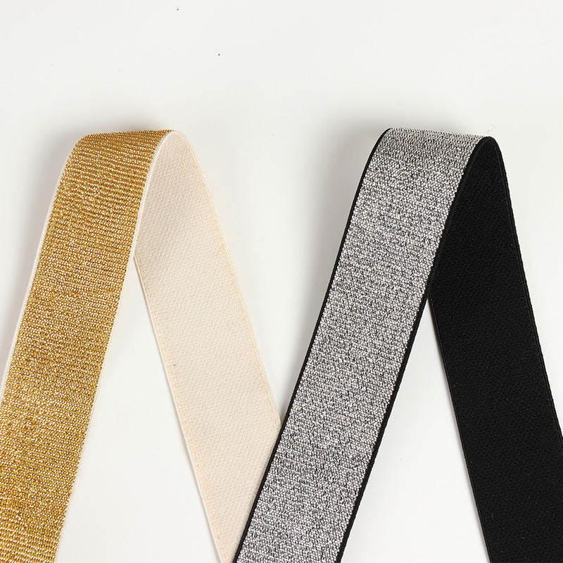 1-4cm 5cm Gold Silver Metallic Jacquard Elastic Band For Underwear Waistband Elastic