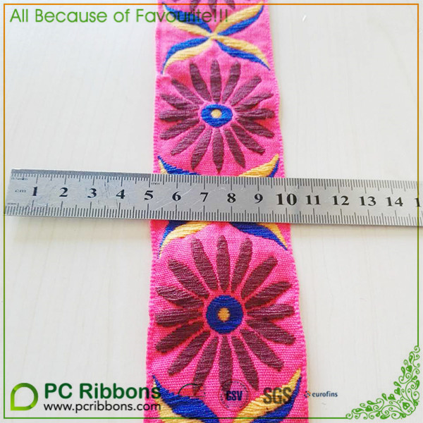 100 yards/lot Woven Jacquard Ribbon 5cm Flower pattern jacquard ribbon