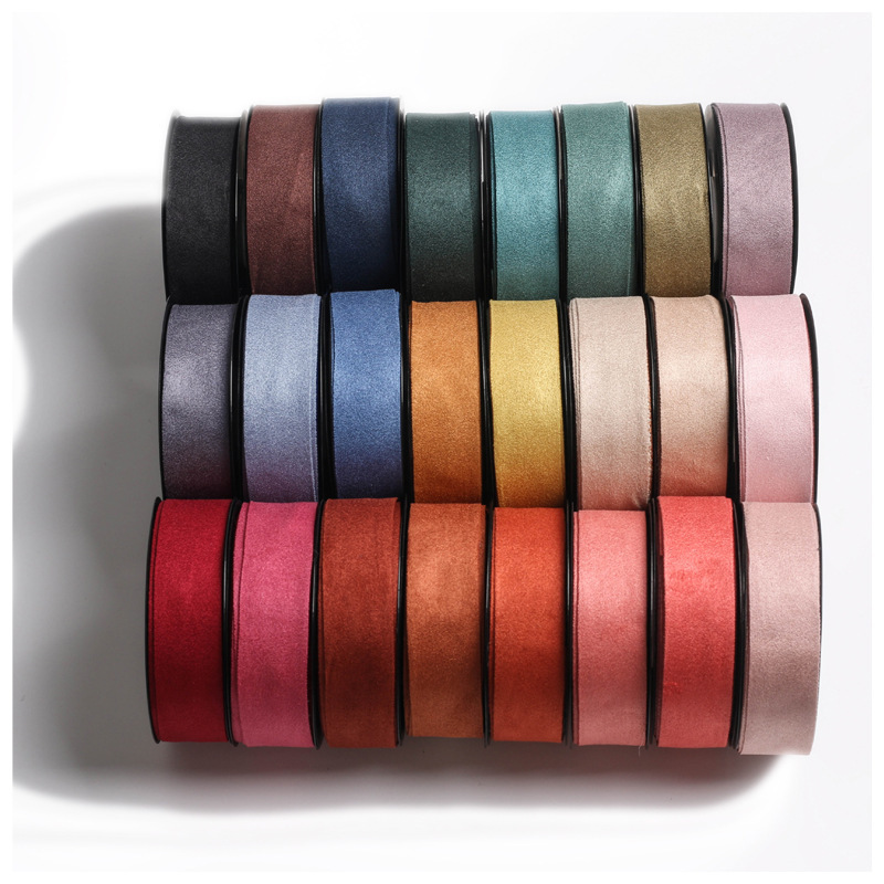 Custom Wholesale Fashion Deerskin Velvet Ribbon Solid Color For Shoes And Bags Deerskin Velvet Ribbon