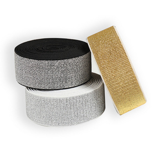 1-4cm 5cm Gold Silver Metallic Jacquard Elastic Band For Underwear Waistband Elastic