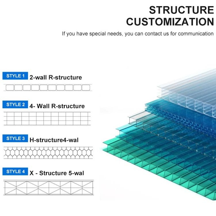 Foshan polygao Factory 10mm clear hollow polycarbonate  hollow sheet roofing panel