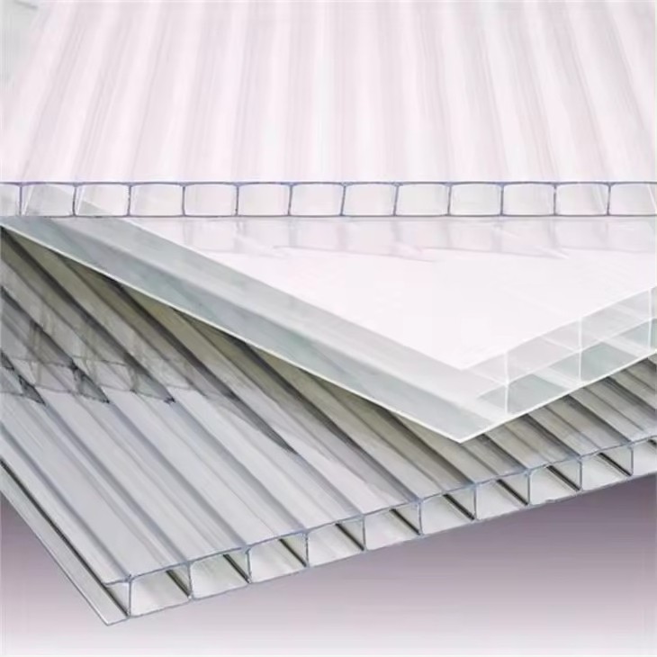 High quality Rugged transparent Four Wall Polycarbonate hollow solar sheet for roof skylight 8mm four wall polycarbonate sheets