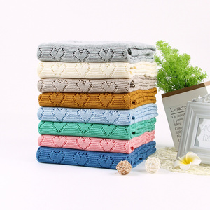 Heart Shape Creative Hollow Design Swaddle Blanket Cotton Knitted Blankets