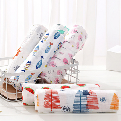 Soft Breathable Baby Wrap Infant Bath Towel Bamboo Cotton Baby Muslin Swaddle Blankets