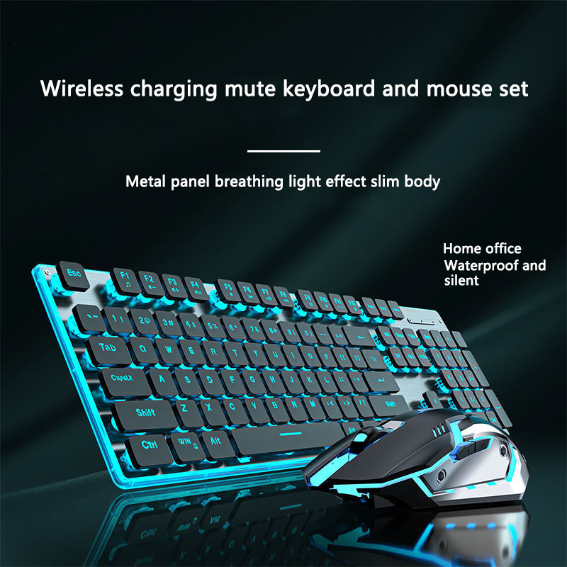 Ultra thin 2.4Ghz Cordless Slim Rgb Backlit Lights Rechargeable Office 24G Wireless Gaming Set Keyboard and Mouse Combo