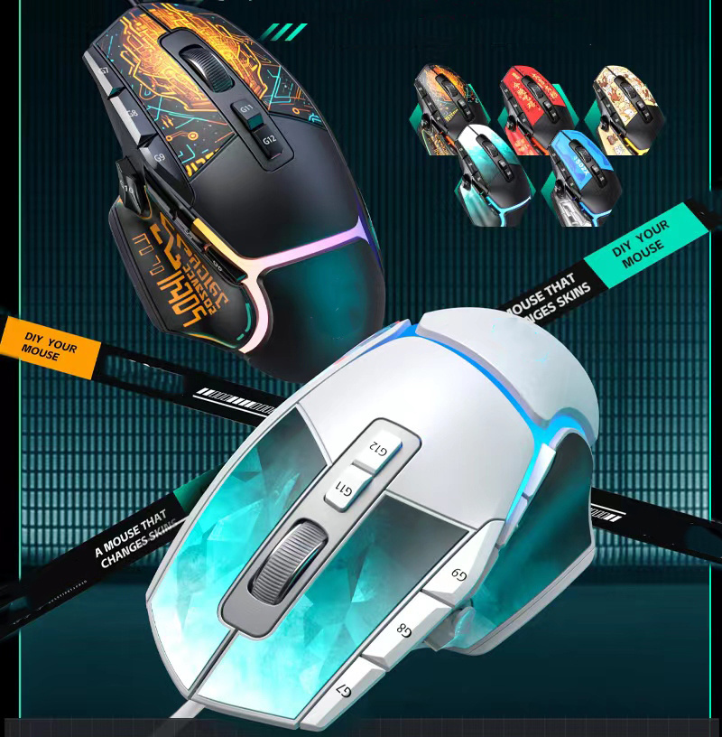 PCTENK Wireless Gaming Mouse Ergonomic Silent Gamer Laptop Mouse with 10 Silent Click Buttons 5 Adjustable DPI Plug Play for pc